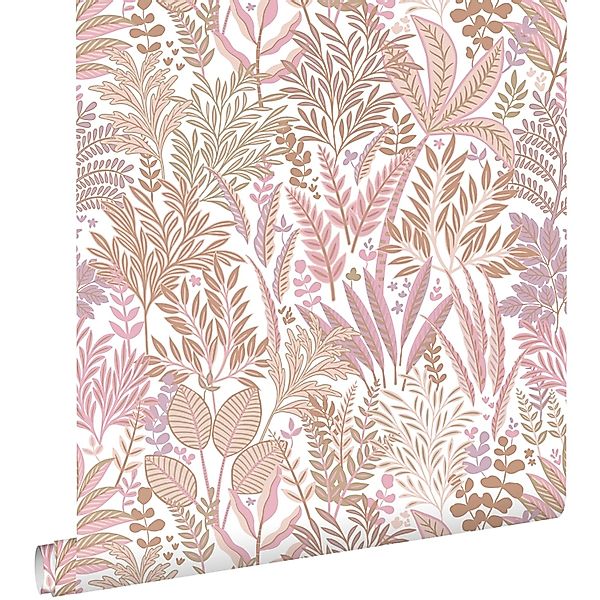 ESTAhome Tapete Tropische Blätter Und Blüten Rosa Und Lila 50 X 900 Cm - 13 günstig online kaufen