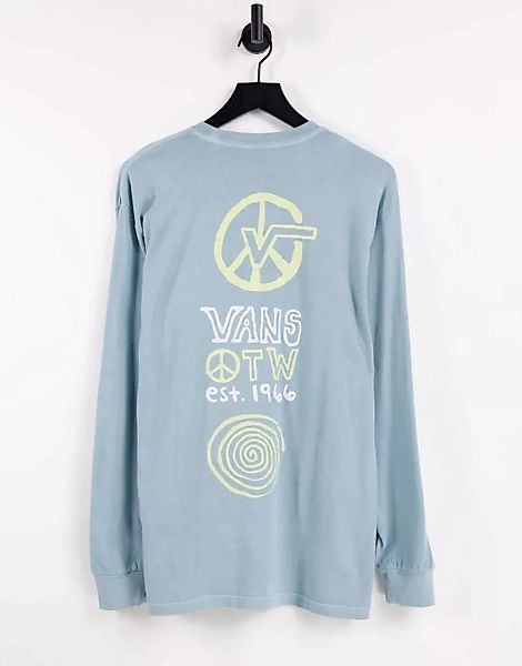 Vans – Jank Ditsy – Langärmliges Shirt mit Rückenprint in Blau günstig online kaufen
