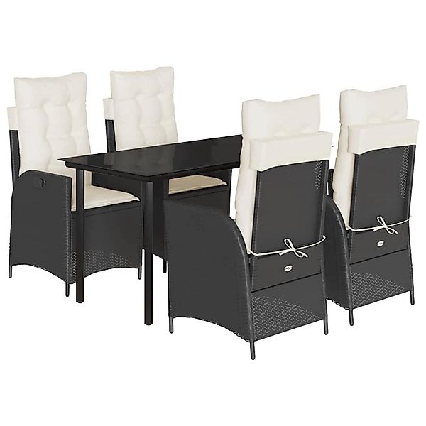 vidaXL 5-Tlg Garten-Essgruppe mit Kissen Schwarz Poly Rattan 3213167 günstig online kaufen