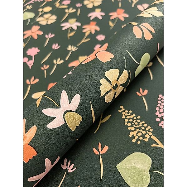 Newroom Vliestapete Lilly Dark Green Blumen Floral günstig online kaufen