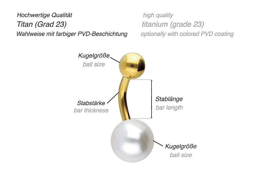 PIERCINGLINE Bauchnabelpiercing Titan Bananabell SYNTHETISCHE PERLE günstig online kaufen