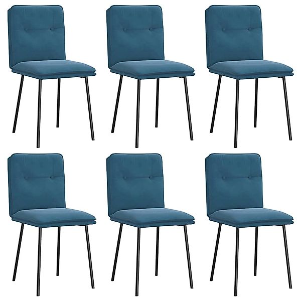 vidaXL Esszimmerstühle 6 Stk Blau Samt 3315689 günstig online kaufen