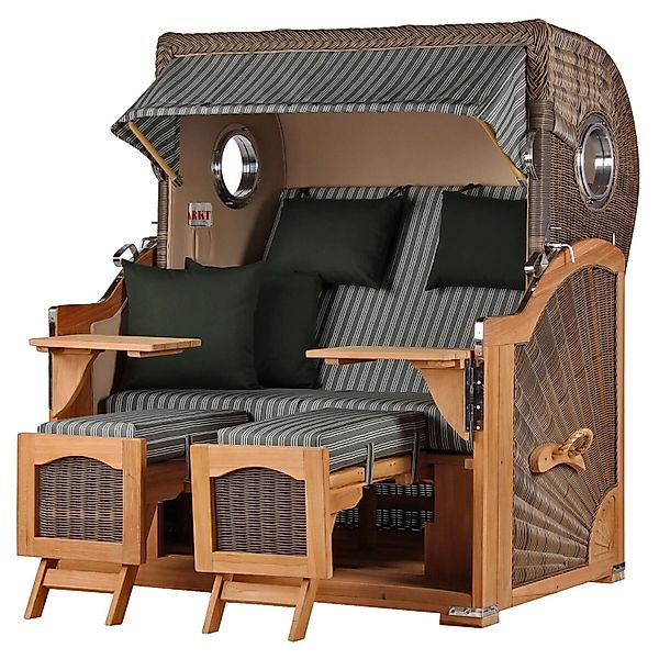 bene,iving Strandkorb Komplettset Ammersee Grande XL Teak Bullauge PE Grau günstig online kaufen