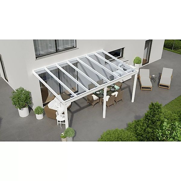Terrassenüberdachung Professional 500 cm x 350 cm Weiß Glas günstig online kaufen