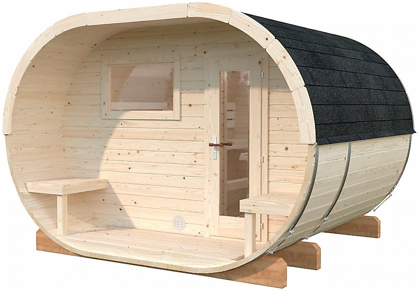 Palmako Fasssauna, 1,3 + 1,5 m², BxT: 333 x 273 cm günstig online kaufen