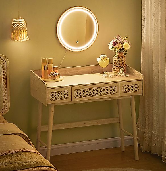 SONGMICS HOME Schminktisch Kosmetiktisch, mit Spiegel, Beleuchtung, 3 Schub günstig online kaufen