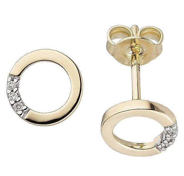 Schmuck Krone Paar Ohrstecker Ohrstecker Kreise mit 6 Brillanten, 585 Gelbg günstig online kaufen