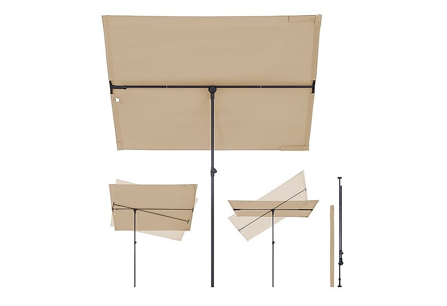 Sekey Balkonschirm 180 x 130 cm Rechteckiger Sonnenschirm Balkon, flexibler günstig online kaufen