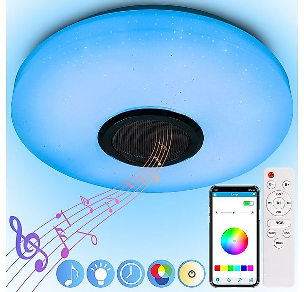 Rosnek Deckenleuchte Dimmbar, APP/Fernbedienung, für Wohnzimmer Schlafzimme günstig online kaufen