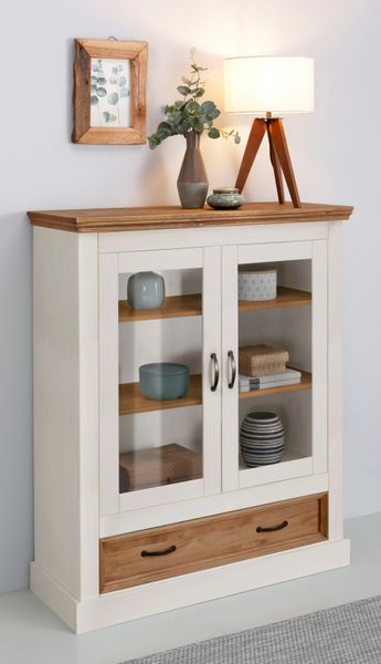 Home affaire Vitrine "Selma Highboard" aus massivem Kiefernholz, mit Griffe günstig online kaufen