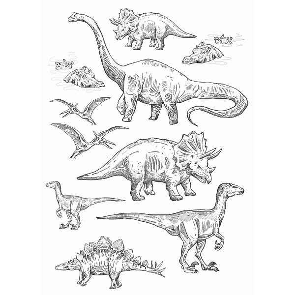 ESTAhome Wandtattoo Dinosaurier Schwarz-Weiß 47,5 cm x 66 cm 156105 günstig online kaufen