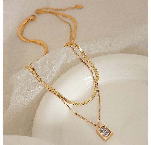 GOLDKLEIN Kette mit Anhänger doppelte Edelstahl Kette vergoldet Schmuck mit günstig online kaufen