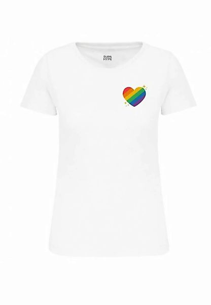 Novux T-Shirt Rainbow Heart Damen Tshirt farbe Weiß (1-tlg) aus Baumwolle günstig online kaufen