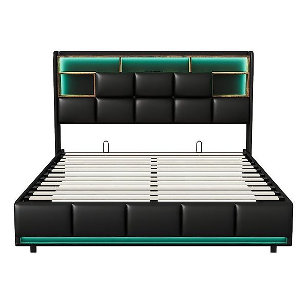 Furnishings Home Polsterbett Stauraumbett Doppelbett LED (Steckdosen + USB, günstig online kaufen