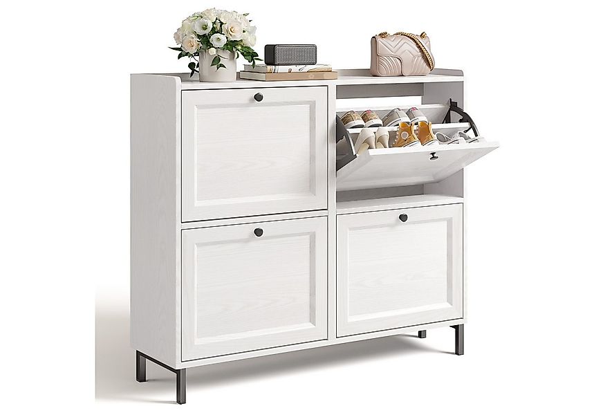 Bealife Schuhschrank mit 4 Klappen und eingezäunter Decke, Kapazität 16 Paa günstig online kaufen