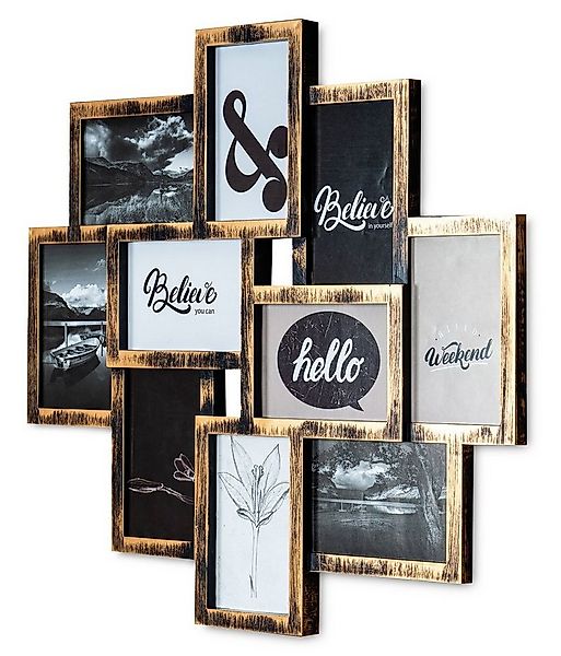 Levandeo® Bilderrahmen Collage, levandeo Bilderrahmen Collage 55x50cm Kupfe günstig online kaufen