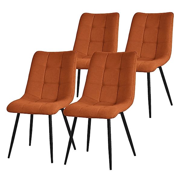 ML-Design Esszimmerstühle 4Er Set Orange mit Stoffbezug mit Rückenlehne günstig online kaufen