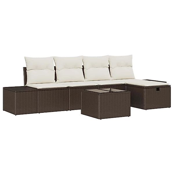 vidaXL Garten-Sofa-Set mit Kissen 6-Tlg Braun Poly Rattan 3359367 günstig online kaufen