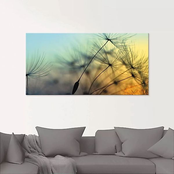 Artland Glasbild "Goldener Sonnenuntergang und Pusteblumen", Blumen, (1 St. günstig online kaufen