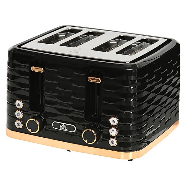 HOMCOM Toaster 4 Scheiben mit Brötchenaufsatz, 7 Stufen, Auftaufunktion, Li günstig online kaufen