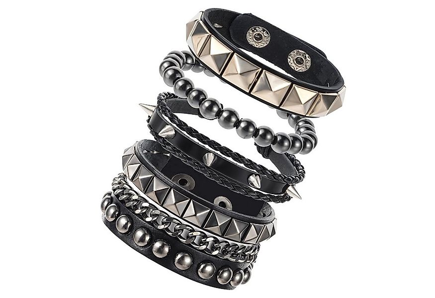 Coonoor Lederarmband Set 4/6-teiliges Punk-Armband-Set für Herren (4-tlg), günstig online kaufen