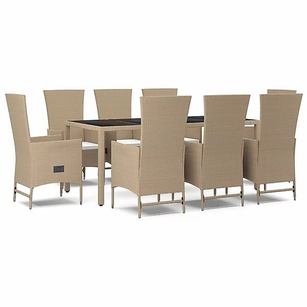 Vidaxl 9-tlg. Garten-essgruppe Mit Kissen Beige Poly Rattan günstig online kaufen