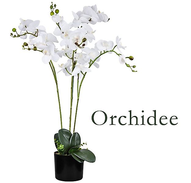 Kunstorchidee Künstliche Orchidee Kunstpflanze Pflanze Weiß Kunstblume Topf günstig online kaufen