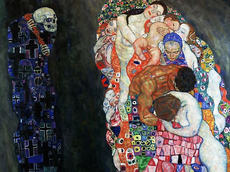 Poster / Leinwandbild - Gustav Klimt: Tod Und Leben günstig online kaufen