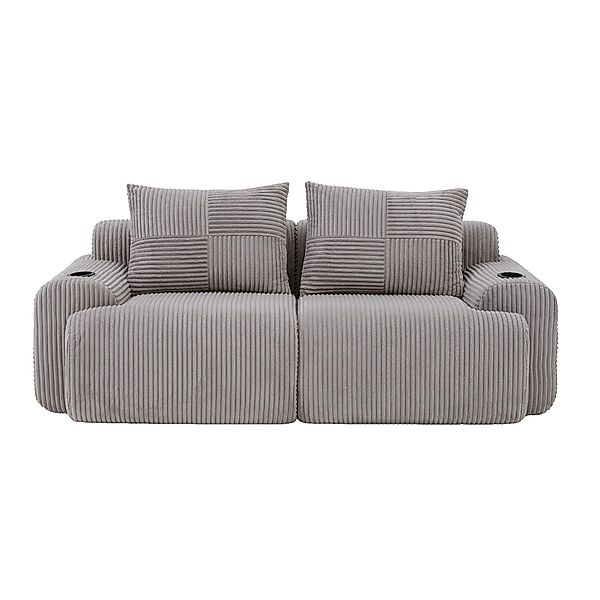 Modulares 2-Sitzer-Cordsofa, mit Getränkehalter und Seitentasche, 200x99x80 günstig online kaufen