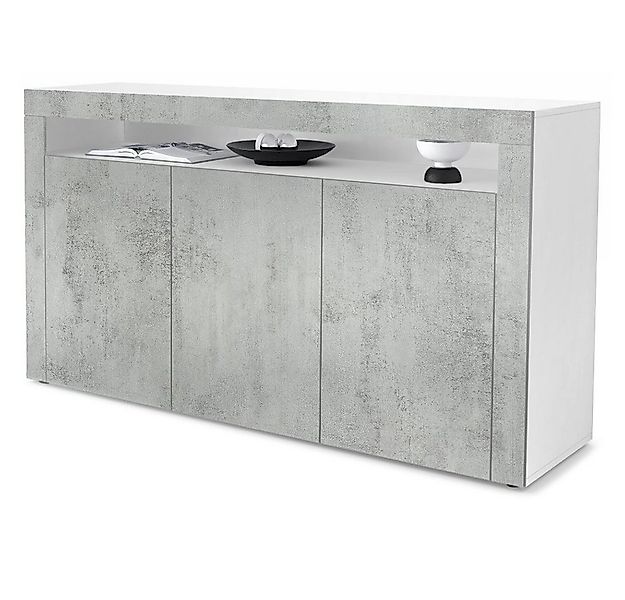 Vladon Sideboard Valencia (Sideboard, mit 3 Türen und 1 offenem Fach), Weiß günstig online kaufen