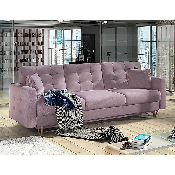 Schlafsofa Sofa in Altrosa aus Samt günstig online kaufen