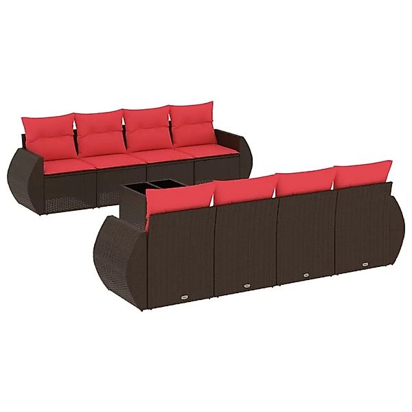 vidaXL 9-Tlg Gartensofa-Set mit Kissen Braun Polyrattan 3221153 günstig online kaufen