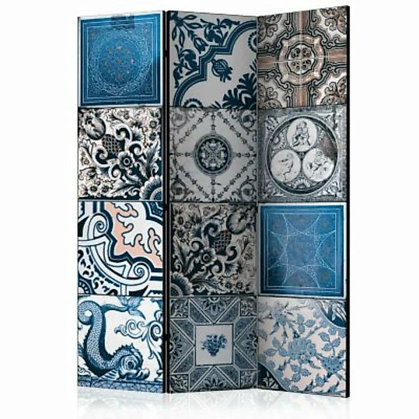 artgeist Paravent Blue Arabesque [Room Dividers] creme/grau Gr. 135 x 172 günstig online kaufen