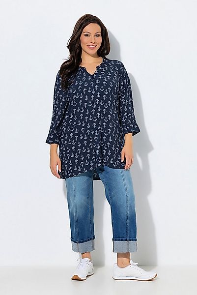 Ulla Popken Tunika Tunika Muster Tunika-Ausschnitt 3/4-Arm günstig online kaufen