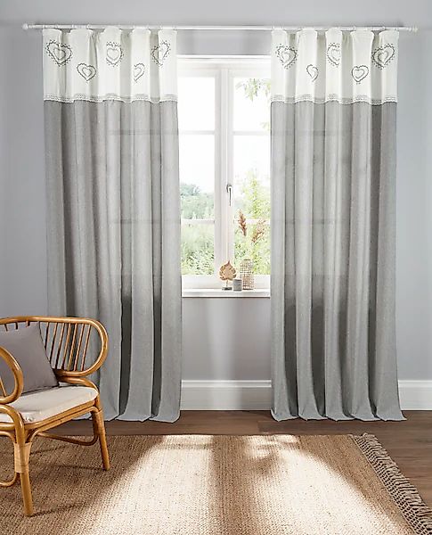 my home Gardine »Louis« Kräuselband 1 Stk. tlg. halbtransparent, aus Bio-Ba günstig online kaufen