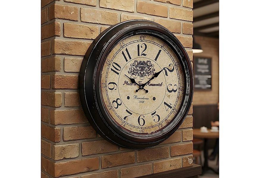 Levandeo® Wanduhr (Wanduhr XXL 47cm Metall Barcelona Nostalgie Großuhr Bahn günstig online kaufen