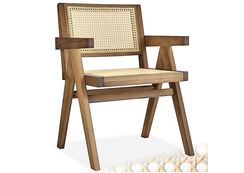 tectake Esszimmerstuhl Holzstuhl Lissy mit Wiener Geflecht im Boho-Stil (Se günstig online kaufen