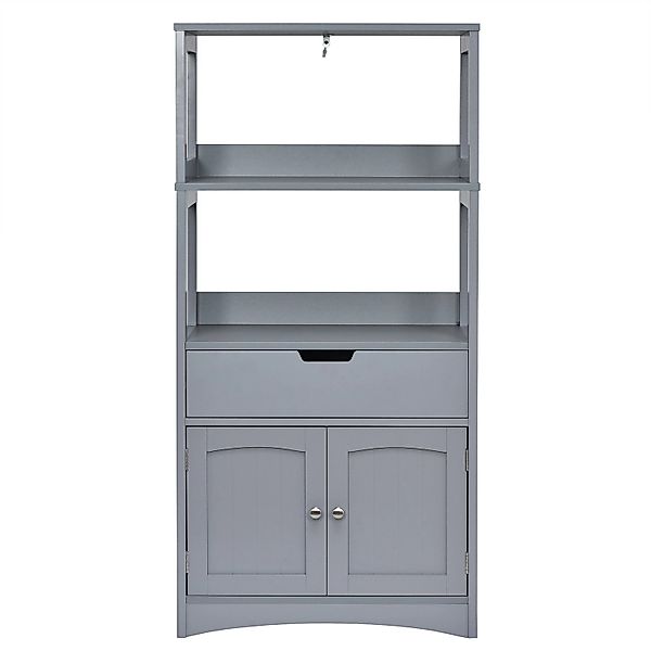 Costway Freistehender Badezimmerschrank Grau günstig online kaufen