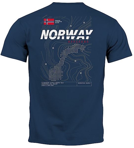 Neverless Print-Shirt Herren T-Shirt Backprint Norwegen günstig online kaufen
