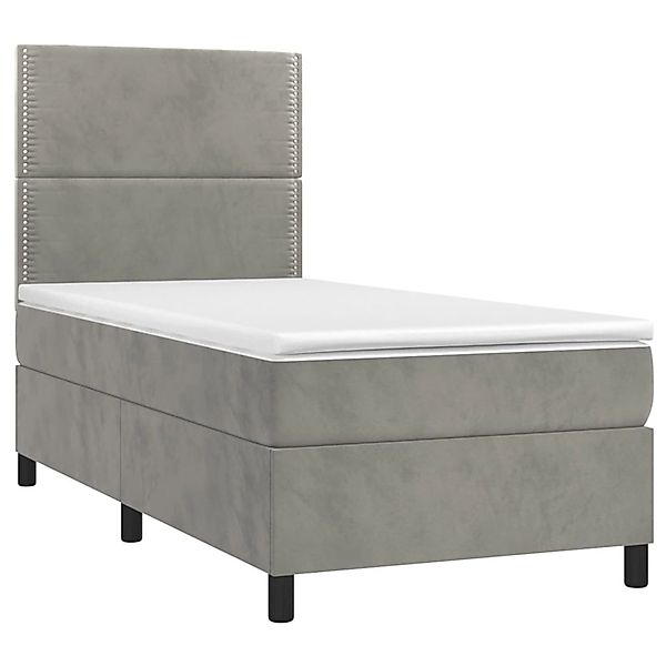 vidaXL Boxspringbett mit Matratze & LED Hellgrau 90x190 cm Samt 3136035 günstig online kaufen