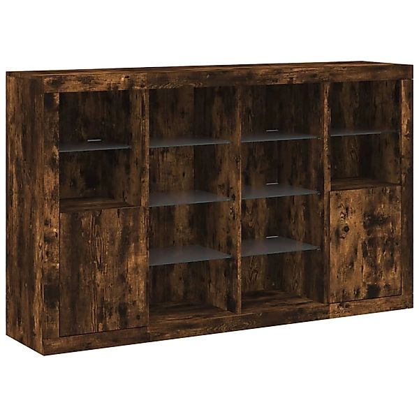 vidaXL Sideboards mit LED-Leuchten 3 Stk Räuchereiche Holzwerkstoff 3209139 günstig online kaufen