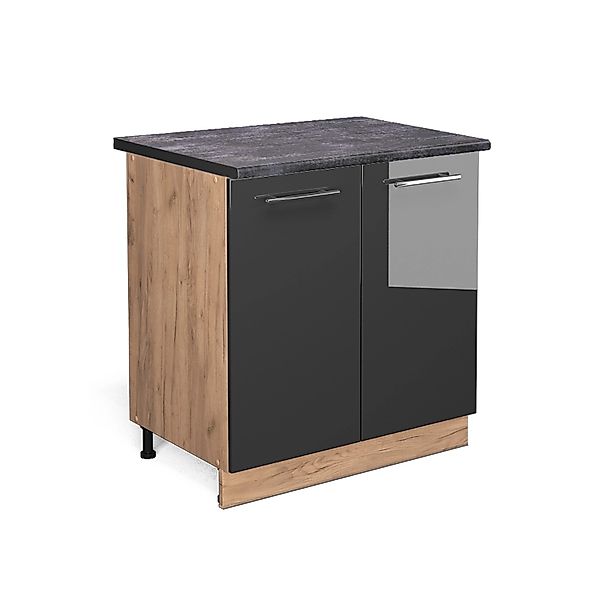 Vicco Spülenunterschrank Fame-Line Anthrazit Hochglanz/Goldkraft Eiche 80 c günstig online kaufen