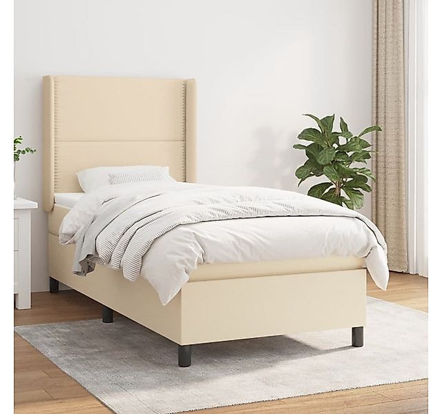 vidaXL Boxspringbett Boxspringbett mit Matratze Creme 90x200 cm Stoff Bett günstig online kaufen