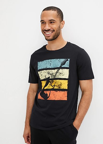 bonprix T-Shirt Regular Fit, Kurzarm-Design, mit Gitarren-Motiv, aus Baumwo günstig online kaufen