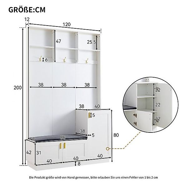 Odikalo Garderobenschrank Garderobe Kombischrank mit Aufbewahrungsbank Stau günstig online kaufen