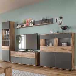 Wohnzimmeranbauwand modern 297 cm breit 200 cm hoch (vierteilig) günstig online kaufen