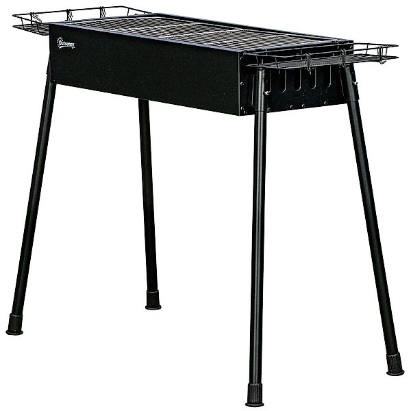 Outsunny Grill mit 2 Edelstahlgrills, tragbarer Holzkohlegrill mit seitlich günstig online kaufen