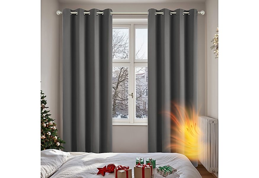 Deconovo Verdunkelungsvorhang Gardinen mit Ösen Blickdichte Vorhang Kältesc günstig online kaufen