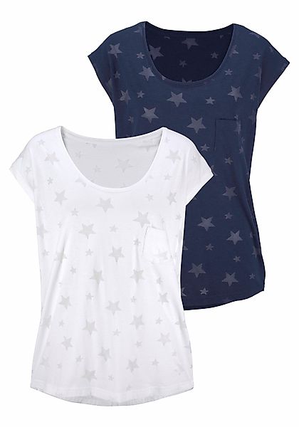 Beachtime Kurzarmshirt mit leicht transparenten Sternen günstig online kaufen