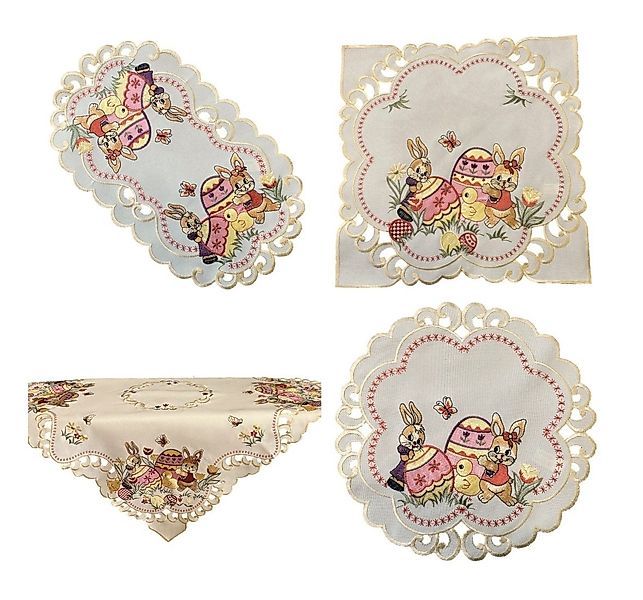 Westernlifestyle Tischdecke Osterdecke beige rosa Ostern Osterhasen Tischlä günstig online kaufen